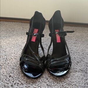 Betsey Johnson Black Patent Strappy Heels